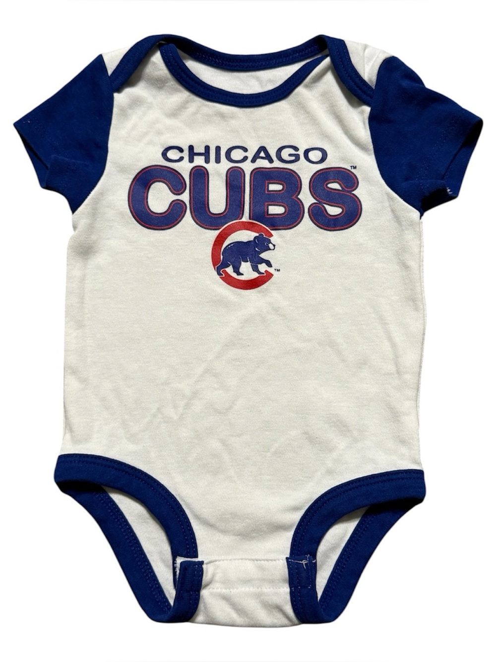 Chicago Cubs Baby Bodysuit 0-3M White Blue Genuine Merchandise MLB